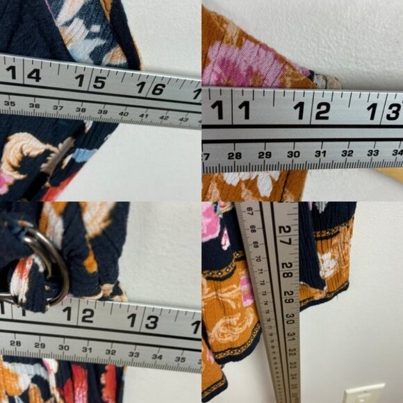 Target Xhilaration Bohemian Floral V-Neck Romper Printed Size Small Blue Orange - Picture 5 of 13